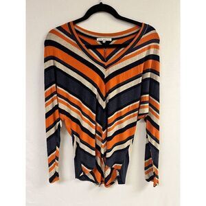 Red Haute Womens Tunic Long Sleeve Stretch Top Multicolored Stripes Size Medium